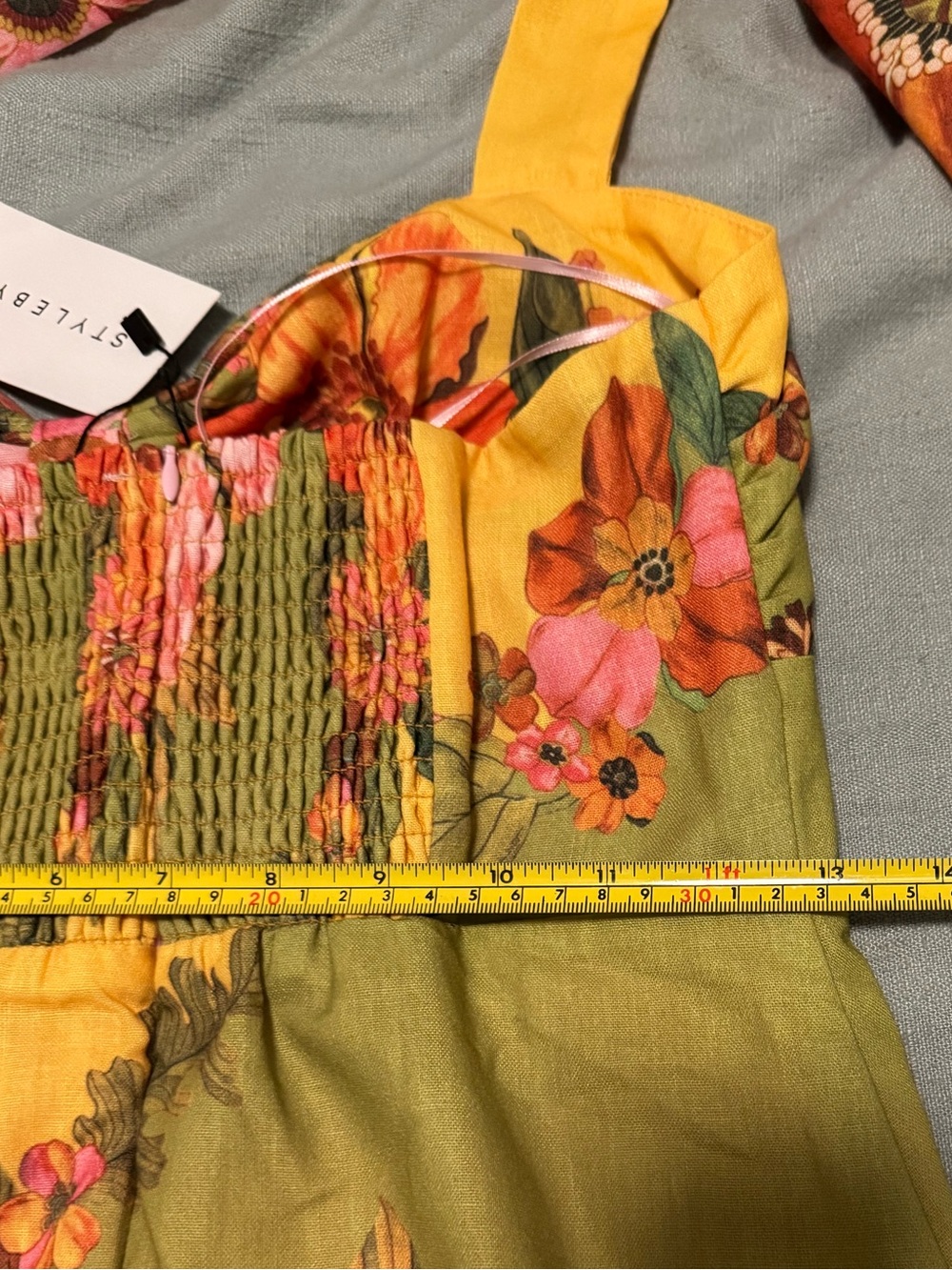 Floral Linen Resort Mini Halter Tie Dress (small) - Picture 7 of 12